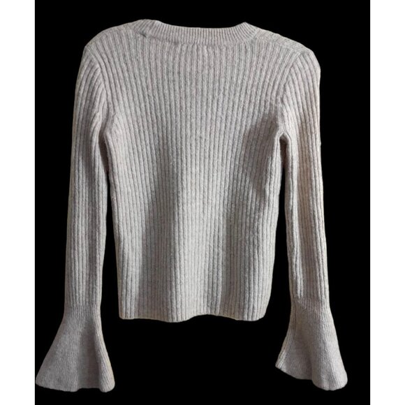 Madewell Wool Blend Flared Sleeve Lightweight Fall School Sweater Sz XS Oatmeal - Picture 11 of 12